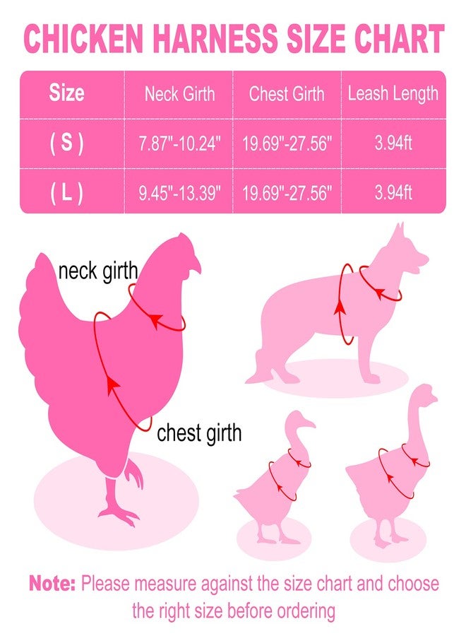 Adhafera Chicken Harness with Leash, Upgraded Double Adjustment Chicken Harness and Leash Set for Hens, Duck, Goose, Small Pet (Pink, S) - Image 4